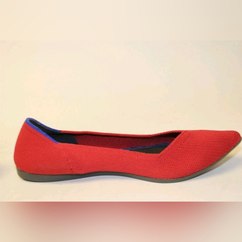 Rothy's Bright Red Textile Ballet Flat Women Size 7.5 38 The Point Comfort Shoes - Picture 6 of 14